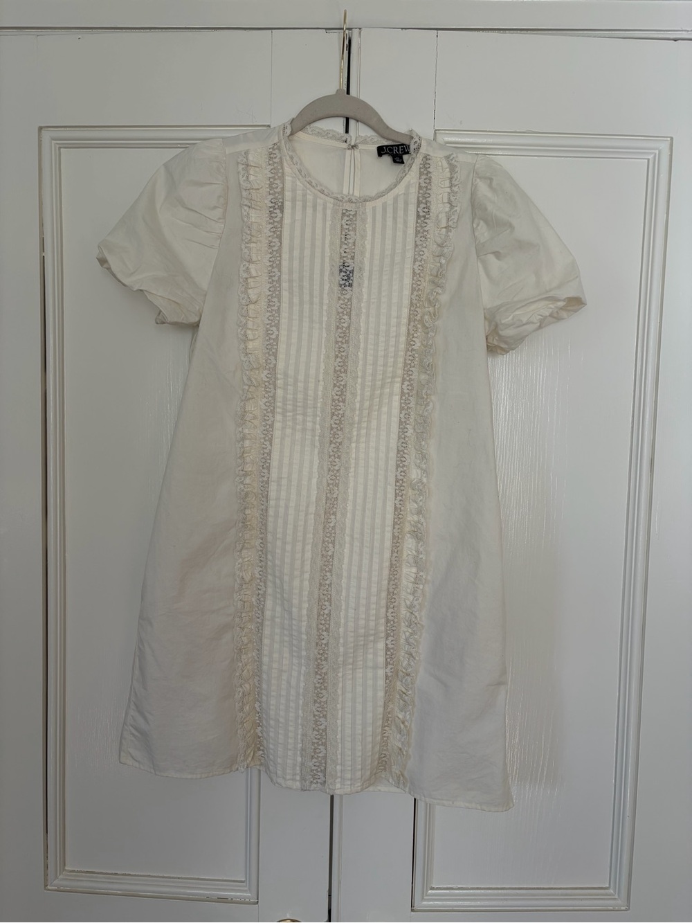 J. Crew Cream Lace-Trim Shift Dress